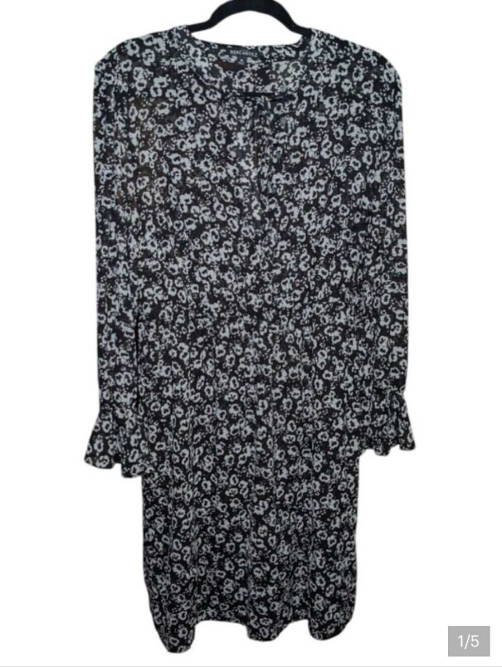 J. Crew Black Floral Long Sleeve Shift Dress - Picture 6 of 6